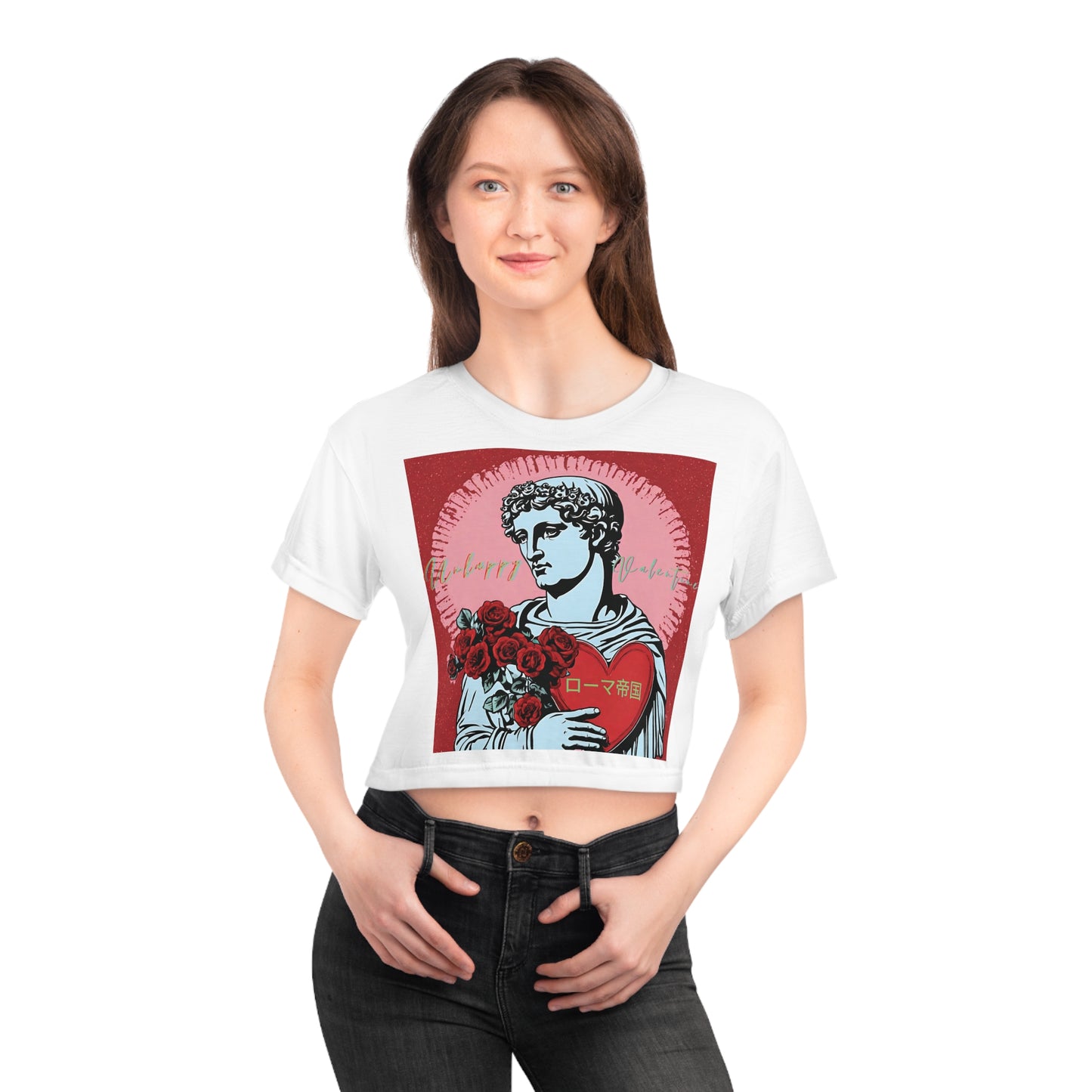 UNHAPPY VALENTINE BY THE ROMAN EMPIRE - Crop Tee (AOP)